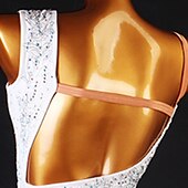cheap Latin Dancewear-Latin Dance Exotic Dancewear Latin Salsa Dance Dress Tassel Crystals / Rhinestones Women&#039;s Performance Daily Wear Sleeveless Spandex