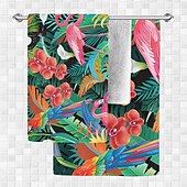 cheap Beach Towel Sets-100% Beach Towel Summer Tropical Palm Leaves Flamingo Oversized Beach Towel Soft and Quick-drying Bathroom Towel Super Absorbent Large Swim Towel for Teens Adults, Quick-Dry, Soft Lightweight, Versatile for Travel, Bath and Pool
