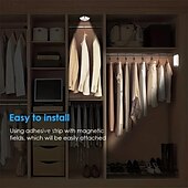ieftine lumini de noapte cu senzor-Set de lumini de noapte cu senzor de mișcare cu led 3 buc, lumină cu senzor dulap dulap cu 6 LED-uri, iluminare automată cu infraroșu activată cu baterie alimentată pentru un loc nou dulap, dulap, scară, dormitor, coridor, toaletă, dulap