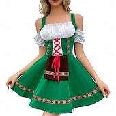olcso Dirndl-Női Karneváli Oktoberfest Dirndl Sör Jelmez Ing és Köténnyel Bajor Wiesn Hagyományos Stílusban