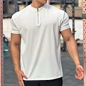 abordables Camisetas y Tops de Correr-Hombre Camiseta Running Cremallera de un cuarto Manga Corta Camiseta Casual Ropa Deportiva Transpirable Suave Entrenamiento de gimnasio Corriendo Paseo Ropa de deporte Ropa de Deporte Color sólido