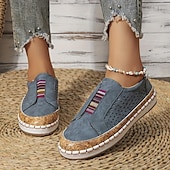 economico Slip-ons e mocassini da donna-scarpe casual slip-on bianche da donna – sneakers traspiranti in similpelle con finiture in sughero e fascia elastica per camminare, viaggiare e indossare ogni giorno