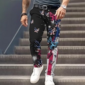 ieftine Subţire-Bărbați Casual Steagul american Costume Tipărire 3D Buzunar Imprimare 3D Talie medie Petrecere / Seară Zilnice Vacanță Vară Primăvară Toamnă Albastru Slim Fit Inelastic