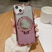 お買い得  iPhone用ケース-電話 ケース 用途 iPhone 17 Pro Max 17 Air 16 15 14 Pro Max Plus 13 12 11 Pro Max バックカバー スタンド付き ブリンブリングリッターシャイニー 耐衝撃 TPU 仕上げ