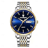 cheap Quartz Watches-POEDAGAR Men Quartz Watch Minimalist Large Dial Fashion Business Luminous Calendar Date Week Waterproof Steel Watch
