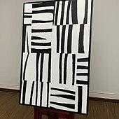 お買い得  油絵-手作りの油絵キャンバス壁アート装飾抽象白黒ミニマリズムモダンホームデコレーションロールフレームなし未延伸絵画