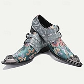 cheap Elemental Dress Shoes-Men's Floral Embroidered Buckle Monk Strap Dress Shoes with Metal Toe Cap - Premium Cowhide Leather, Ideal for Formal Events
