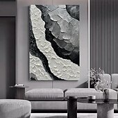 Недорогие Абстрактные картины-ручная роспись маслом холст настенное искусство украшение абстрактная текстура черный, белый и серый для домашнего декора, свернутая бескаркасная нерастянутая картина