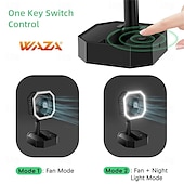 お買い得  携帯扇風機-WAZA折りたたみ式USBミニファン – 高さと角度調整可能、LEDライト付き、旅行とオフィス用の個人用充電式ファン