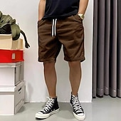 baratos Calções Estilo Casual-Homens Shorts de verão Shorts casuais Shorts de veludo cotelê Bolsos Com Cordão Cintura elástica Tecido Conforto Comprimento do joelho Ao ar livre Diário Moda Estilo Clássico Preto Amarelo