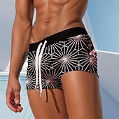 billiga Geometrisk tryck-Herr Geometriska mönster Badshorts Boardshorts Boxershorts Medium Midja Mode Designer Surfing Helgdag Strand Ficka Snörning Elastisk midja Designer Kläder