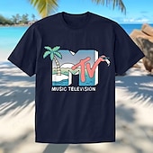abordables Camiseta gráfica para hombres-Hombre Árbol de coco Letra Hawaiian Camiseta Camiseta superior 100% Algodón Manga Corta Gráfico Camisa Negro Blanco Verde Ejército Camiseta cómoda Calle Deporte Ropa de diseñador de moda