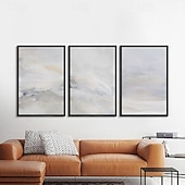 cheap Abstract Paintings-Handmade Wall Art Pastel painting handmade Abstract Gray Landscape Painting   Eclectic Minimalist Modern Art Neutral seascape Painting Wall Decor Framed Canvas Gray painting
