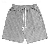 preiswerte Shorts-Herren Waffel-Shorts Sweatshorts Kurze Hose Shorts Kurze Hosen Sommer-Shorts Tasche Kordelzug Elastische Taille Glatt Komfort Kurz Sports Outdoor Täglich Ausgehen Modisch Brautkleider schlicht