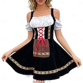 olcso Dirndl-Női Karneváli Oktoberfest Dirndl Sör Jelmez Ing és Köténnyel Bajor Wiesn Hagyományos Stílusban