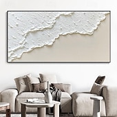 preiswerte Abstrakte Gemälde-weiße Wellen abstrakte Malerei handgemachte weiße Wand Kunst horizontale Malerei Kunst weiß strukturierte Welle Malerei Wand Kunst weiß Leinwand Ölgemälde Wand Kunst weiß abstrakte Ozean Wand Kunst
