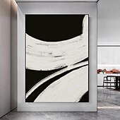 abordables Peintures Abstraites-grande peinture à l&#039;huile de texture abstraite faite à la main art mural peint à la main peinture à l&#039;huile de texture art mural abstrait noir et blanc peinture blanche noire art mural moderne