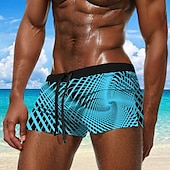 billiga Geometrisk tryck-Herr Geometriska mönster Badshorts Boardshorts Boxershorts Medium Midja Mode Designer Surfing Helgdag Strand Ficka Snörning Elastisk midja Designer Kläder