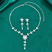 cheap Jewelry Sets-Jewelry Set 3pcs Rhinestone Alloy Earrings Necklace Women&#039;s Elegant Vintage Fashion Geometrical Geometric Jewelry Set For Wedding Party Anniversary