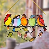 halpa Veistokset-lasimaalaus lintujensiepparin ikkunan ripustus - akryyli aurinkosiepparin lasiverhoilu - pihasisustus, hieno lahja lintujen ystäville - kodin, sisustuksen ja toimiston sisustus