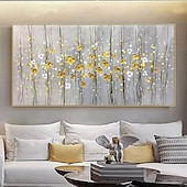 abordables Peintures à l&#039;huile-peinture à l&#039;huile de fleur noire jaune sur toile grande peinture à l&#039;huile de fleur art mural fait à la main peinture de texture abstraite art mural peinture personnalisée œuvre d&#039;art moderne