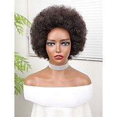 abordables perruque plus âgée-Perruque Synthétique Afro bouclé Bob court Perruque 12 pouces Brun foncé Cheveux Synthétiques Femme Marron