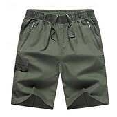 cheap Classic-Men&#039;s Cargo Shorts Shorts Hiking Shorts Elastic Waist Multi Pocket Plain Wearable Short Outdoor Daily Camping &amp; Hiking Fashion Classic Black Army Green