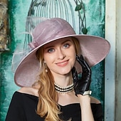 billiga Festhattar-hattar Lin Plommonstop / Cloche hatt Fiskarhatt Solhatt Bröllop Tebjudning Elegant Bröllop Med Rosett Tyll Hårbonad Huvudbonader