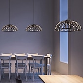 economico Luci a sospensione-lampada a sospensione a led bianco caldo 45 cm 1 luce vintage a forma di ciotola lanterna antica in vimini lampada a sospensione in metallo acrilico giardino sala da pranzo studio camera da letto