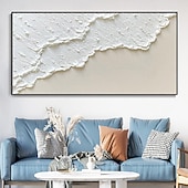preiswerte Abstrakte Gemälde-weiße Wellen abstrakte Malerei handgemachte weiße Wand Kunst horizontale Malerei Kunst weiß strukturierte Welle Malerei Wand Kunst weiß Leinwand Ölgemälde Wand Kunst weiß abstrakte Ozean Wand Kunst