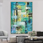 baratos Pinturas Abstratas-Pinturas a óleo artesanais em tela, arte de parede, decoração abstrata moderna para decoração de casa, pintura sem moldura enrolada