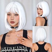 economico Parrucche trendy sintetiche-Parrucche sintetiche Uniformi Costumi di carriera Da principessa Liscio Kinky liscia Parte di mezzo Taglio scalato A macchina Parrucca 12 pollici Bianco Capelli sintetici Per donna Cosplay Feste Di