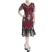 olcso Ruhák-Ordító 20-as évek 1920-as évek Koktélruha Flapper ruha Ruhák Báli ruha A nagy Gatsby Charleston Flitter Rojt Női Mindszentek napja Farsang Álarcos mulatság Farsang Esküvő Esküvői vendég Felnőttek