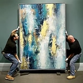 baratos Pinturas Abstratas-Pinturas a óleo artesanais em tela, arte de parede, decoração abstrata moderna para decoração de casa, pintura sem moldura enrolada