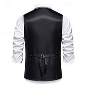 cheap Men&#039;s Waistcoat-Men&#039;s Vest Gilet Daily Wear Vacation Going out Vintage Fashion Spring &amp;  Fall Button Polyester Comfortable Plain Single Breasted V Neck Regular Fit Black Burgundy Dark Navy Gray Vest