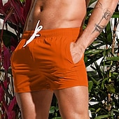 baratos shorts de natação masculinos-Homens Bermuda de Surf Shorts de Natação Calção Justo de Natação Com Cordão Cintura elástica Tecido Conforto Secagem Rápida Curto Feriado Praia Final de semana Moda Casual Preto Branco Micro-Elástica