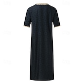 abordables Batas-Hombre Ropa de salón Bata de noche Camisa de dormir Raya Elegante Confort Batas tipo kimono Diario Hogar Poliéster Transpirable Escote en Pico Manga Corta Primavera Negro Blanco