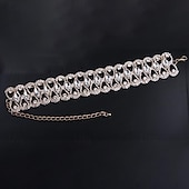 billige Halskjeder-Choker Halskjede Rhinstein Chrome Rhinstener Dame Elegant Årgang Mote geometriske Geometrisk Form Rektangulær Halskjeder Til Bryllup Fest jubileum