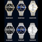 cheap Quartz Watches-POEDAGAR Men Quartz Watch Minimalist Large Dial Fashion Business Luminous Calendar Date Week Waterproof Steel Watch