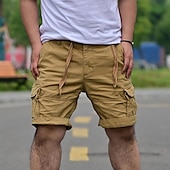 cheap Outdoor-Men&#039;s Tactical Shorts Cargo Shorts Shorts Buttons Drawstring Multi Pocket Plain Wearable Short Outdoor Daily Camping &amp; Hiking Fashion Classic Black White
