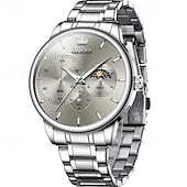 baratos Relógios Quartz-um novo relógio de negócios masculino olevs com pulseira de aço, cronógrafo luminoso com indicação de 24 horas, relógio de quartzo multifuncional resistente à água, relógio de pulso esportivo casual
