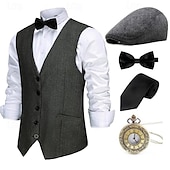 levne oblečení-Retro Řvoucí 20s 20. léta 20. století Úbory Vesta Sada příslušenství Gentleman Gangster Pánské předvečer Všech svatých Karneval Nový rok Karneval Večírek Plesová maškaráda Dospělé Nákrčník Vesta