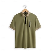 economico Polo Classico da Uomo-Per uomo Magliette Polo a Nido d'Ape Polo con zip Casuale Ferie Bavero Zip a un quarto Manica Corta Stile Vecchio Denaro Semplice Zip a un quarto Estate Vestibilità regolare Bianco Giallo Blu marino