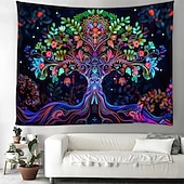 levne Tapiserie Blacklight-blacklight gobelín uv reaktivní záře ve tmě záře party neon psychedelický trippy misty závěsný gobelín sova nástěnná malba pro obývací pokoj ložnice