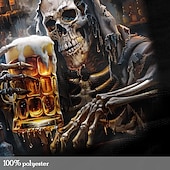 levne lebka a kost-Pánské Lebky Pivo Oktoberfest Tričko Krátký rukáv tričko 3D tisk Tričkový Košile Designové gotický Párty ulice Ležérní Černá Trávová zelená Léto Jaro Oblečení S M L XL XXL XXXL