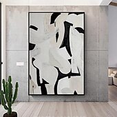 abordables Peintures Abstraites-grande peinture à l&#039;huile de texture abstraite faite à la main art mural peint à la main peinture à l&#039;huile de texture art mural abstrait noir et blanc peinture blanche noire art mural moderne