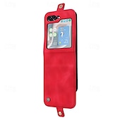 cheap Samsung Cases-Phone Case For Samsung Galaxy Z Flip 5 Z Flip 4 Z Flip 3 Back Cover with Stand Holder Card Slot Shockproof Retro TPU PU Leather
