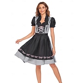 levne Ženy-Oktoberfest Šaty Dámské šaty Trachtenkleader Oktoberfest / pivo Bavorský Bavorský Tradiční kostýmní šaty Louky Dámské Tradiční Styl Tkanina Šaty Zástěra (70 cm)