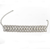 billige Halskjeder-Choker Halskjede Rhinstein Chrome Rhinstener Dame Elegant Årgang Mote geometriske Geometrisk Form Rektangulær Halskjeder Til Bryllup Fest jubileum
