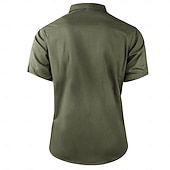economico camicie western da uomo-Per uomo Tinta unica Camicia da lavoro Camicia Western Camicia cargo Manica Corta Casual Pantaloni Tattici Vacanza Quotidiano Uscire Estate Collo ripiegato Bavero Tasca Verde militare Bianco sporco